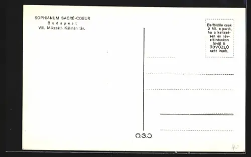 AK Budapest, Sophianum Sacre-Coeur, Mikszath Kalman ter