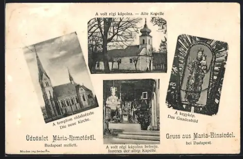 AK Budapest, Maria-Einsiedel, Alte Kapelle, Neue Kirche, Inneres der alten Kapelle
