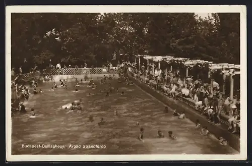 AK Budapest, Csillaghegyer Strandbad mit Badegästen