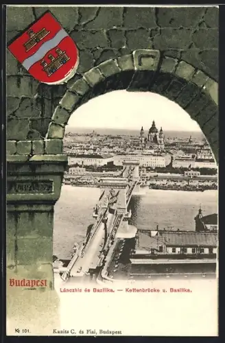 AK Budapest, Kettenbrücke und Basilika