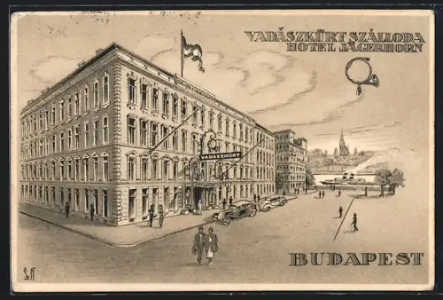AK Budapest, Hotel Jägerhorn, Türr István-u. 5
