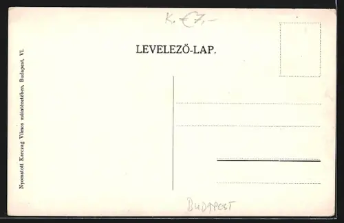 AK Budapest, Hotel Continental Szálloda, Strassenbahn