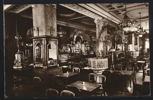 AK Budapest, Kaffeehaus Spolarich, József körut 37/39, Innenansicht