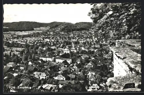 AK Lenzburg, Ortsansicht mit alter Mauer aus der Vogelschau