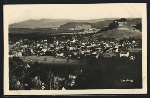 AK Lenzburg, Gesamtansicht mit Fernblick aus der Vogelschau