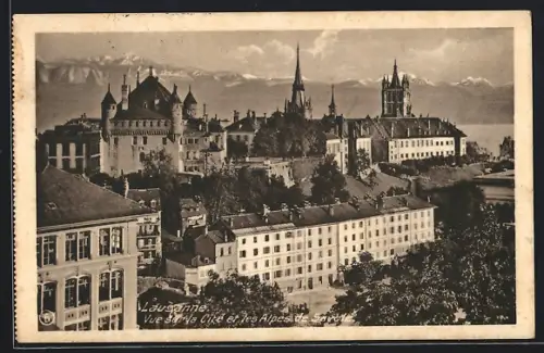 AK Lausanne, Vue de la Citè et les Alpes de Savoie
