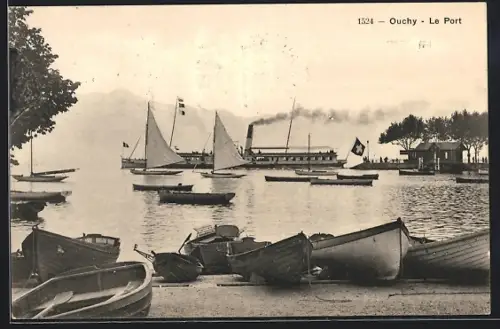 AK Ouchy, Dampfschiffe im Hafen