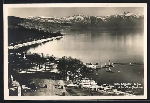 AK Ouchy-Lausanne, Le Quai et les Alpes Vaudoises