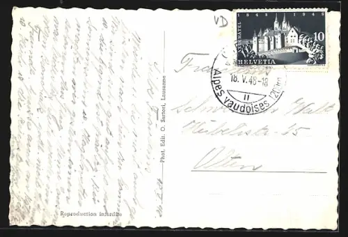 AK Chesières-Villars, Vue generale avec Gd. et Petit Muveran