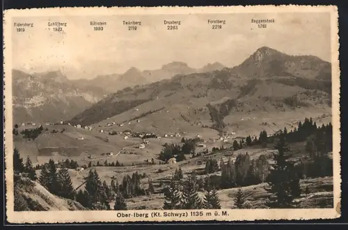AK Ober-Iberg /Schwyz, Ortsansicht vom Berghang aus