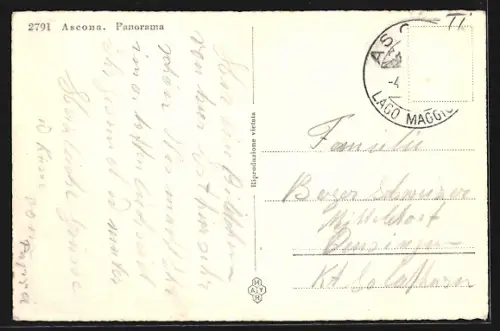 AK Ascona, Panorama mit Lago Maggiore