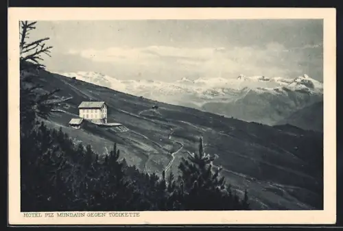AK Surcuolm, Hotel Piz Mundaun gegen Tödikette