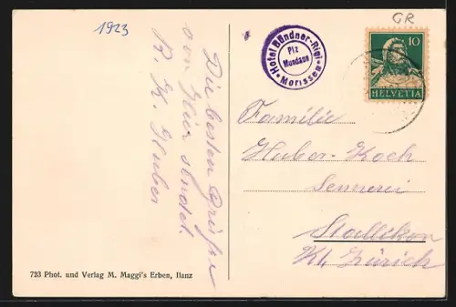 AK Surcuolm, Hotel Piz Mundaun gegen Tödikette