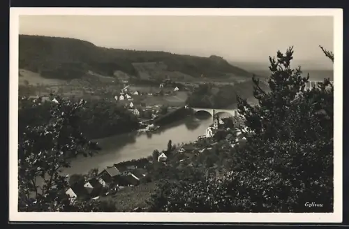 AK Eglisau, Ortsansicht mit Brücke aus der Vogelschau