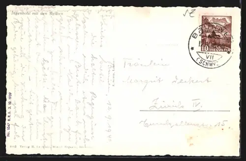 AK Ingenbohl, Ortsansicht mit Kirche und den Mythen