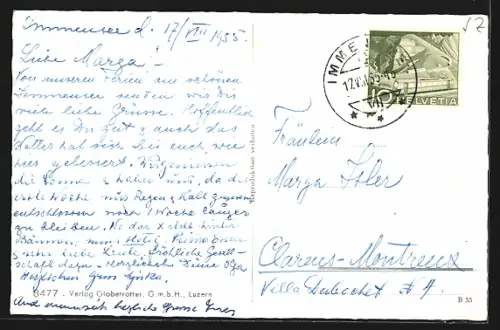 AK Immensee, Ortsansicht am Ufer mit Hotel Rigi und Kirche