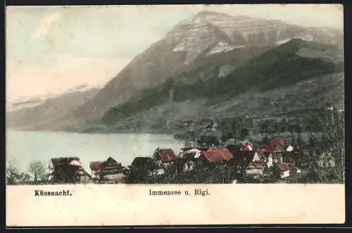 AK Küssnacht /SZ, Ortsansicht mit Immensee und Rigi