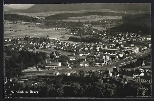 AK Windisch bei Brugg, Ortsansicht aus der Vogelschau