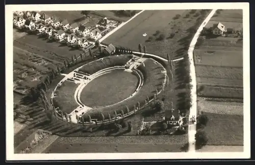 AK Brugg, Römisches Amphitheater aus der Vogelschau, Ausgrabung