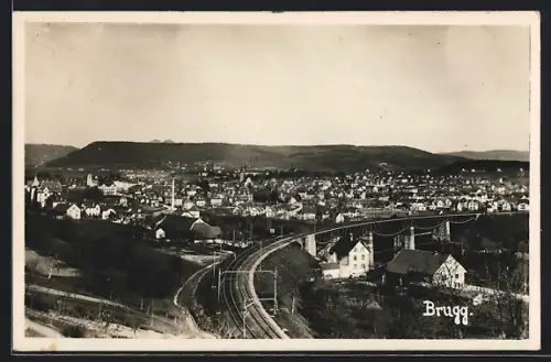 AK Brugg, Ortsansicht mit Eisenbahnstrecke