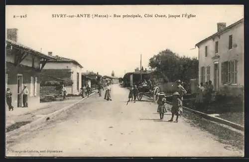 AK Sivry-sur-Ante, Rue principale, Cote Ouest, jusque l`Eglise