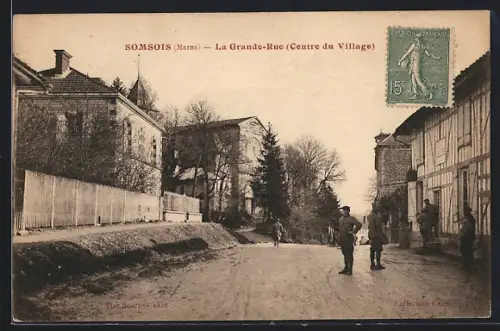 AK Somsois /Marne, La Grande-Rue, Centre du Village