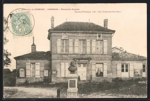 AK Cheminon, Monument Richelot devant la mairie