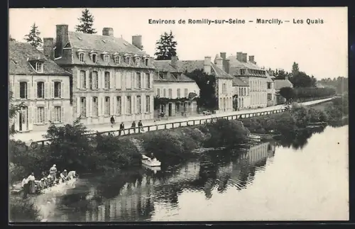AK Marcilly près Romilly-sur-Seine, Les Quais