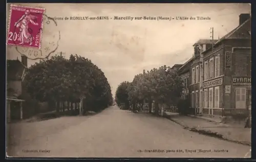 AK Marcilly-sur-Seine près Romilly-sur-Seine, L`Allée des Tilleuls