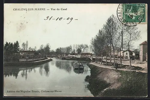 AK Châlons-sur-Marne, Vue du Canal