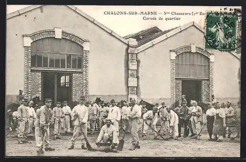 AK Châlons-sur-Marne, 5e Chasseurs, 1e? Escadron, Corvée de quartier
