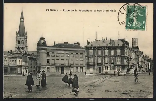 AK Épernay, Place de la République et Rue Jean Moët