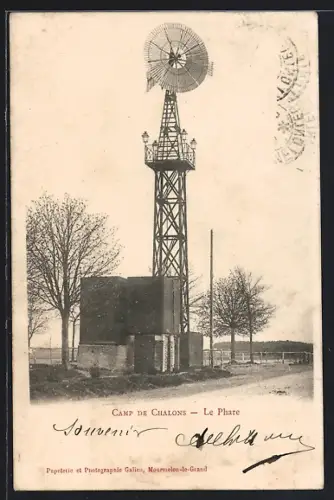 AK Camp de Châlons, Le Phare au milieu des arbres