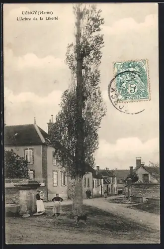 AK Congy /Marne, L`Arbre de la Liberté et la rue principale