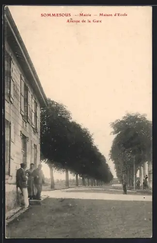 AK Sommesous, Mairie, Maison d`École Avenue de la Gare