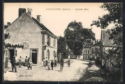 AK Connantre /Marne, Grande Rue animée avec habitants et maisons historiques
