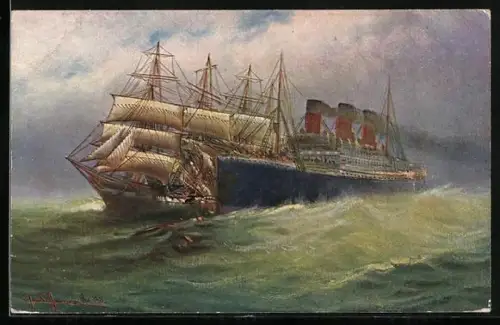 AK Seenotrettung, Kollision bei nebligem Wetter, Segelschiff und Dampfer