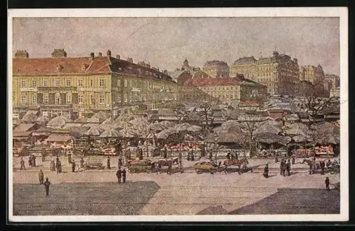 Künstler-AK R. Schmidt, Deutscher Schulverein Nr. 987: Wien, Der verschwundene Naschmarkt