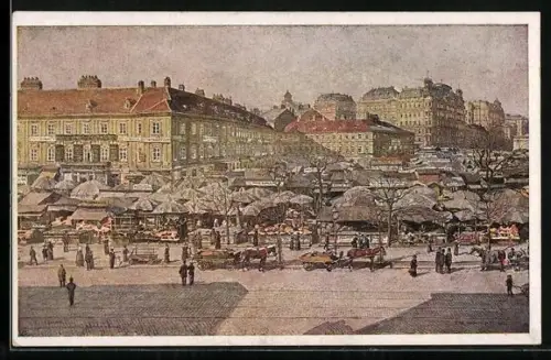 Künstler-AK R. Schmidt, Deutscher Schulverein Nr. 987: Wien, Der verschwundene Naschmarkt