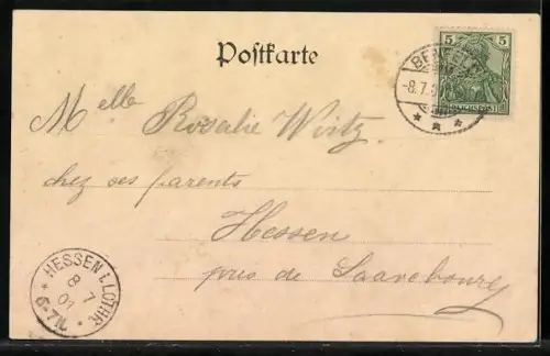 AK Benfeld, Strassenpartie mit Apotheke und Geschäften