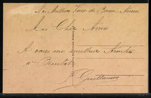 AK Schlettstadt, Strassenpartie am Wimpfeling-Gymnasium