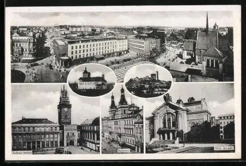 AK Pardubice, Radnice, Zelená brána, Mest. divadlo