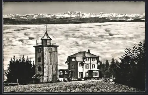 AK Widen, Hasenberg, Gasthof und Chalet Hasenberg E. Exer-Fricker mit Bergpanorama