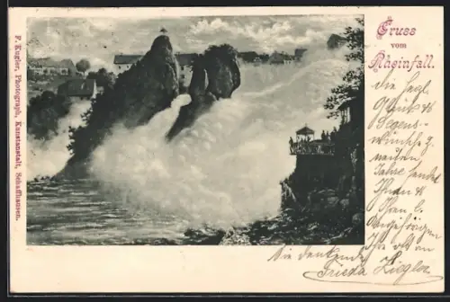 AK Rheinfall, Teilansicht mit Wasserfall