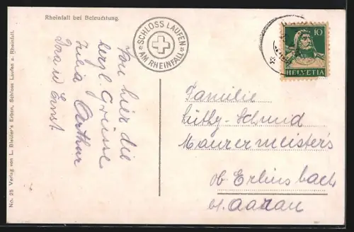 AK Rheinfall, Wasserfall bei Beleuchtung