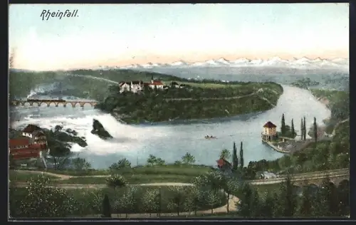 Künstler-AK Rheinfall, Blick zum Wasserfall