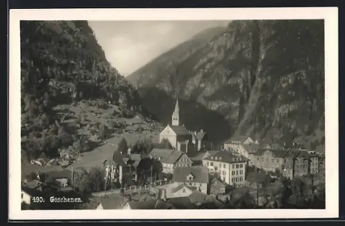 AK Göschenen, Ortsansicht aus der Vogelschau