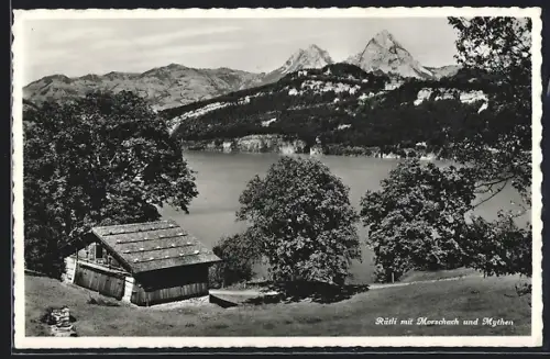AK Rütli, Panorama mit Morschach und Mythen