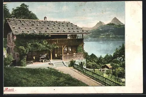 AK Rütli, Gasthaus mit Kl. Mythen u. Gr. Mythen