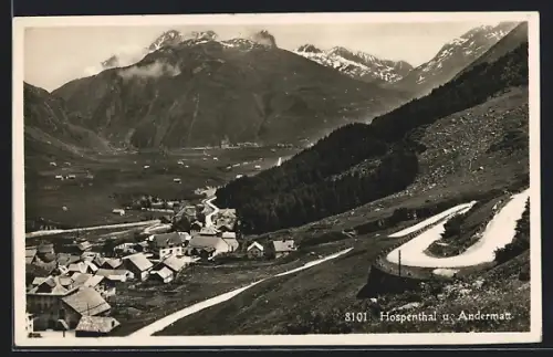 AK Andermatt, Teilansicht mit Hospenthal